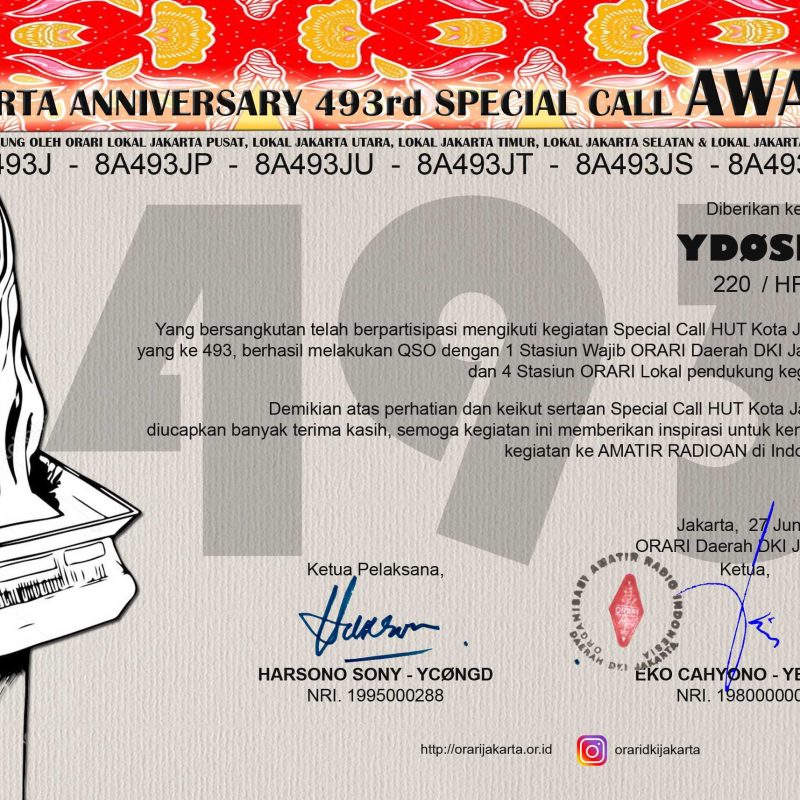 YDØSPS – HF – Award HUT Jakarta
